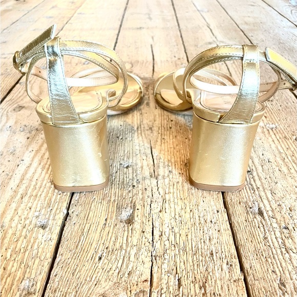 Marion Parke Bianca Gold Strappy Leather Block Heel Sandal EU 38.5 US 8-8.5 - Picture 10 of 14